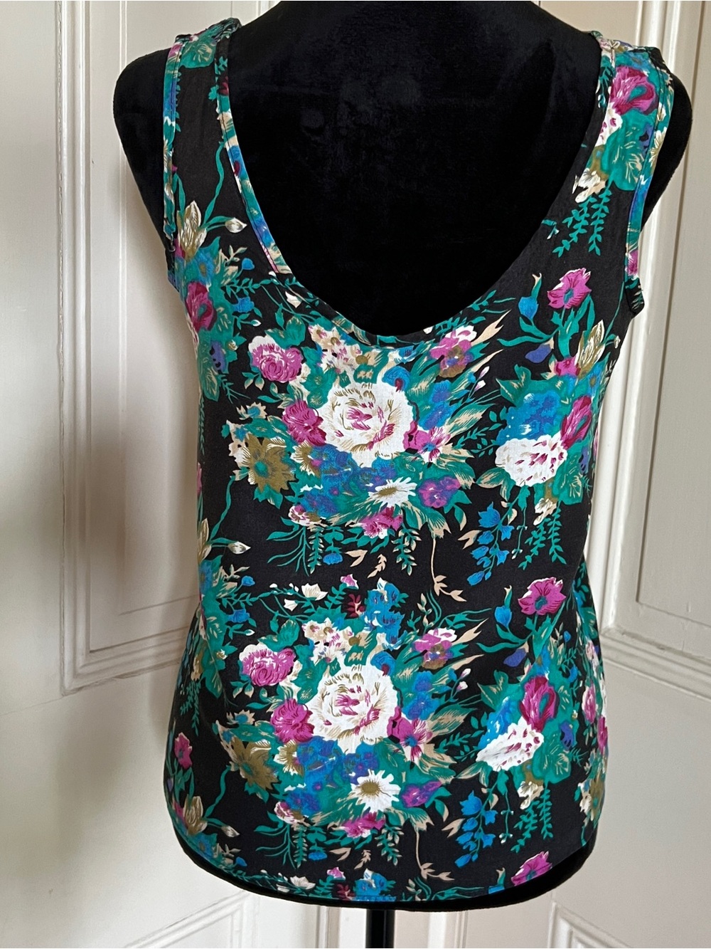 Vtg 80s 90s Barbara M Collection Floral Cotton Blend Tank Top - Size XS/S - Picture 2 of 5